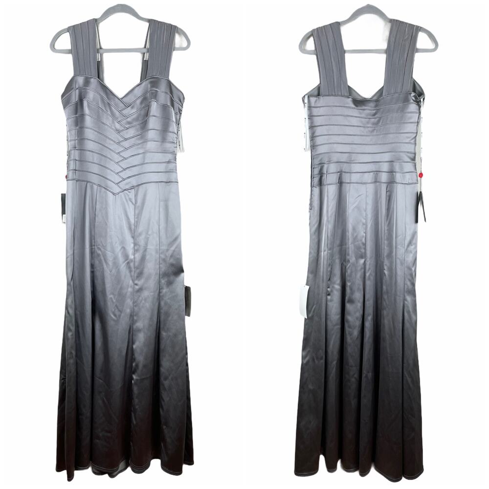 Tadashi Collection NWT Silver Satin Formal Dress Sweetheart Neck Sleeveless 10